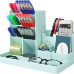 SAMAZAMA Pen Organizer for Desk, Office Supplies Desk organizers and Accessories, Multi-Functional DIY Pen Holder, Desktop Stationary Organizer Caddy, Supply Organizers for Office, School, Home, Blue